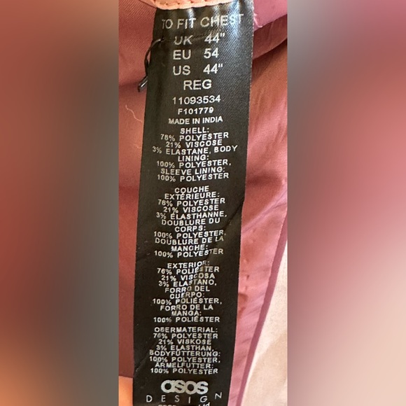 ASOS BLAZER SIZE 44 LIGHT PASTEL PINK SPORT COAT POLY BLEND CASUAL JACKET - Picture 8 of 10